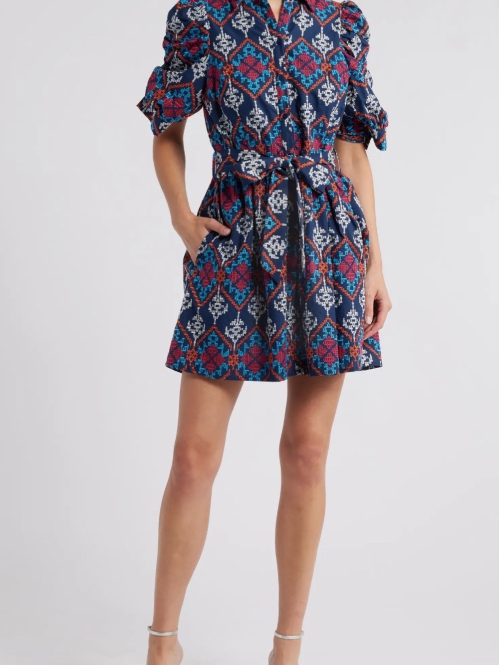 Ciebon Scarlette embroidered Tie-Waist Mini Dress